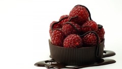 Food chocolate white background fruits raspberries Simple 