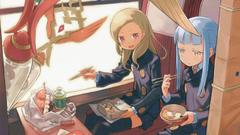 Food chopsticks anime girls