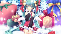 Food Christmas costume santa hatsune miku vocaloid twintails