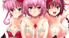 Food Christmas pink hair anime girls to-love-ru momo velia 