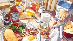 Food comet rabbits drinks anime girls