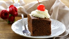 Food cream cake cherries plum deserts