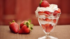 Food cream strawberries desserts