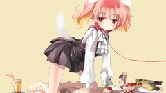 Food dress collar Candies drinks red eyes cakes pink hair 