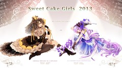 Food dress hats gloves cakes stockings long hair anime girls 