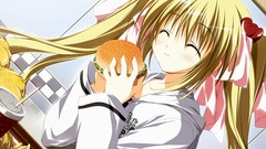 Food fast food eating anime girls game cg twintails Korie Riko 