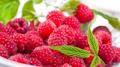 Food fruits raspberries