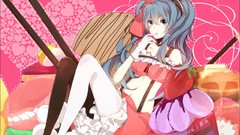 Food Hearts Sweets navel sitting strawberries bows cakes blush 