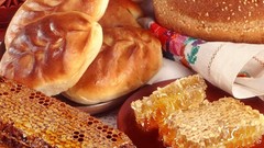 Food honey bread fruits