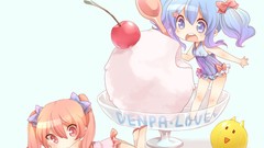 Food ice cream Chibi red eyes blue hair blue eyes redheads 