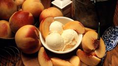 Food ice cream peaches