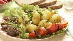 Food meat bread vegetables