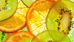 Food oranges kiwi fruits