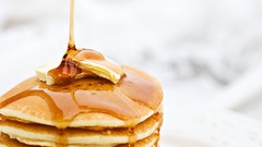 Food pancakes butter maple syrup