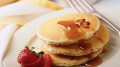 Food pancakes strawberries