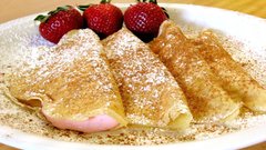 Food pancakes strawberries crepes