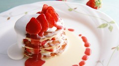 Food pancakes strawberries fruits