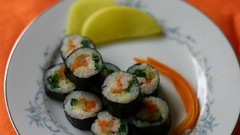 Food plates sushi Korean
