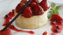 food strawberries dessert mint leaves pastries