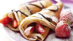 Food strawberries fruits crepes