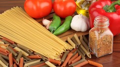 Food tomatoes spices garlic pasta peppers Italian