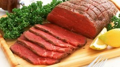 Food vegetables meat lemons