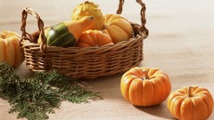 Food vegetables pumpkins baskets