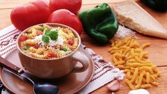 Food vegetables tomatoes cups pasta