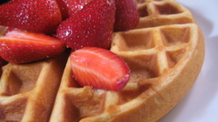 Food waffle waffles strawberries