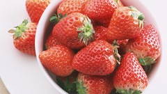 Food white background strawberries fruits