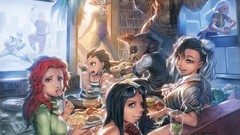 Food X-Men wolverine cakes eating blue hair long hair chun-li 