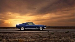 Ford mustang Car blue cars Ford sunlight road landscape sky