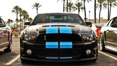 Ford mustang muscle cars blue stripes black paint Shelby GT Car