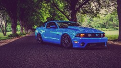 Ford mustang muscle cars lowrider tuning blue cars Ford vehicle