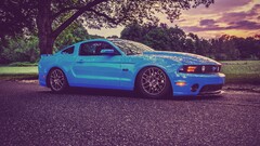 Ford mustang muscle cars lowrider tuning blue cars vehicle Ford