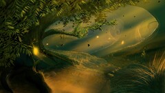 forest fantasy art swings sunlight Trees