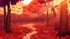 forest red Anime orange path Trees sunlight fall outdoors