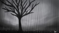 Forgotten rain black and white monochrome drawings artwork 