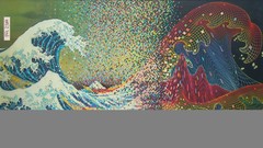 Fractals waves The Great Wave off Kanagawa pixel art