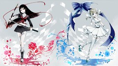 Fractals woman red eyes blondes skirts anime girls blue eyes 