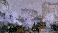 France Station French paintings impressionism buildings 