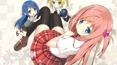 Freedom Chibi blondes skirts pink hair long hair blue eyes 