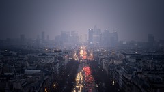 Freedom Paris France pollution cars roads mist streets 