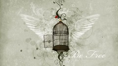 Freedom text Birds wings cage artwork
