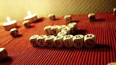 Freedom text love peace dice