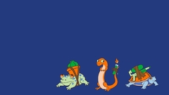 Frogs charmander blue background