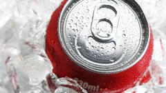 Frozen coca-cola ice cubes soda cans