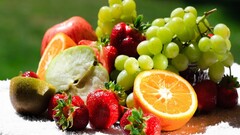 fruit grapes food strawberries kiwi fruit orange apples Green
