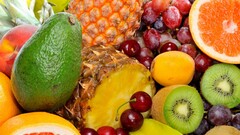 fruit grapes orange food kiwi fruit cherries (food)