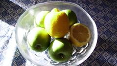 Fruits apples lemons